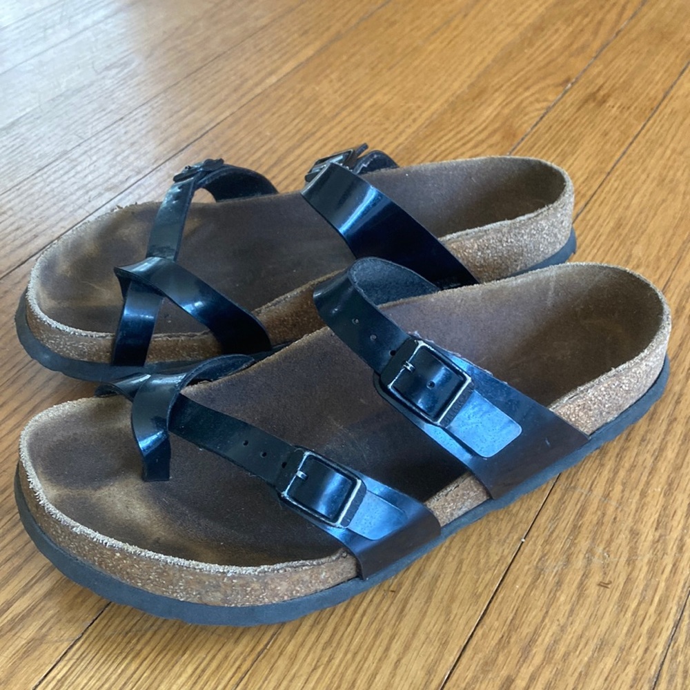 Black patent Birkenstocks